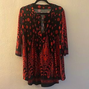 Free w Bundle!  Red and black printed tunic